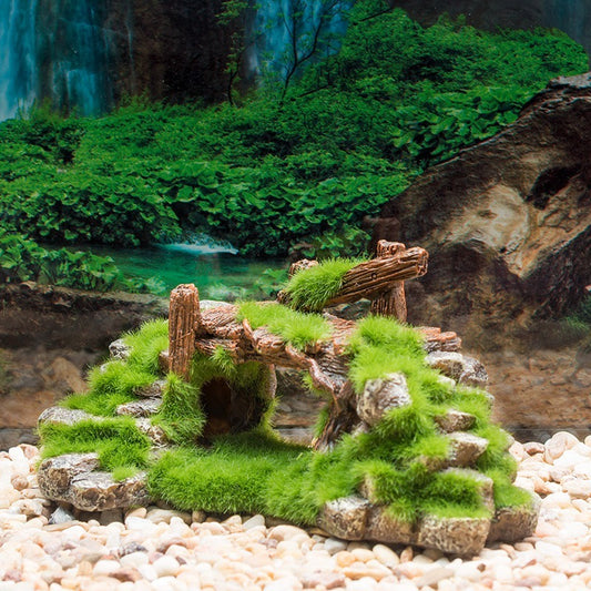 Decoración para acuario de resina flocada hecho de piedra paisajística.