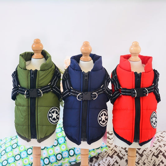 Waterproof Dog Clothes, Winter Coat with Harness