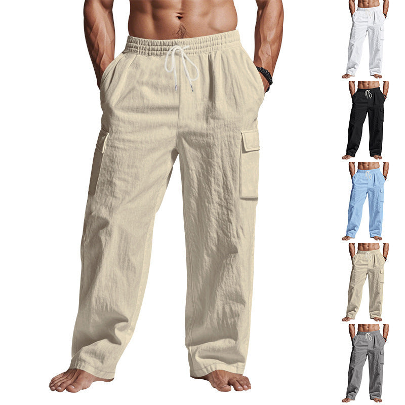 Pantalones anchos de pierna ancha, sueltos, casuales y con múltiples bolsillos