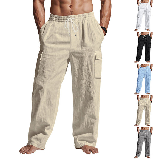Pantalones anchos de pierna ancha, sueltos, casuales y con múltiples bolsillos