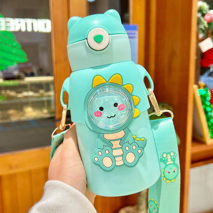 Termo con pajita para niños y niñas,especial para la escuela