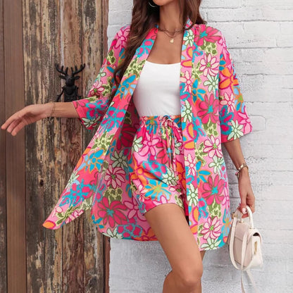Conjunto elegante de dos piezas con estampado floral