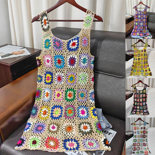 Vestido playero de vacaciones hecho a mano en crochet