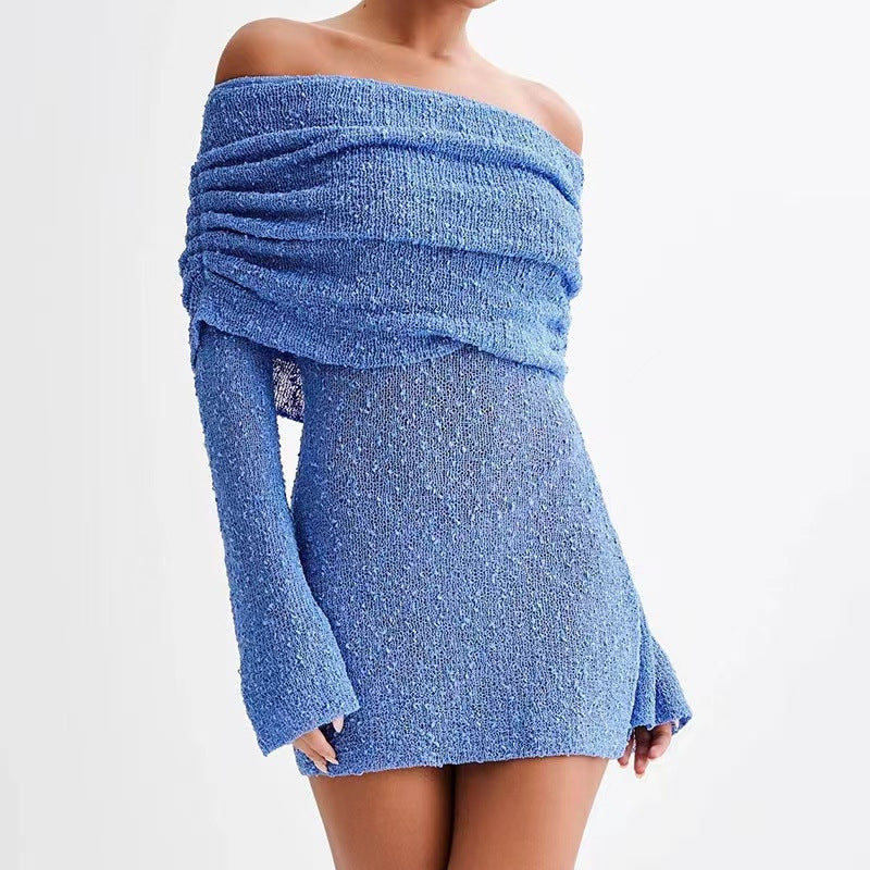 Vestido elegante con cuello barco primavera-verano