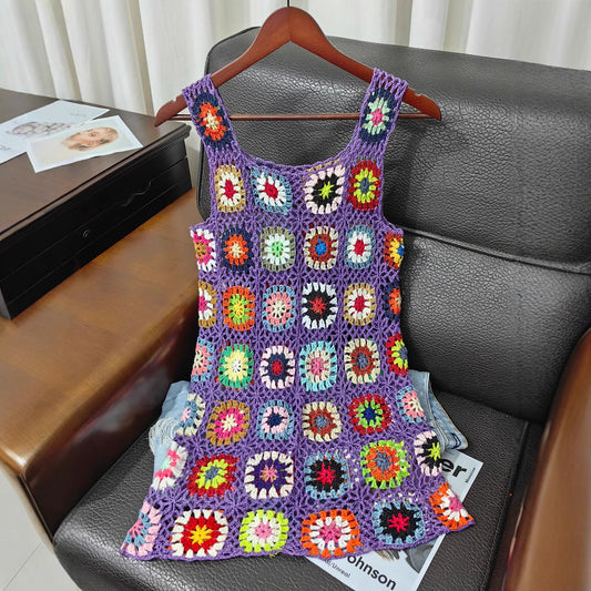 Vestido playero de vacaciones hecho a mano en crochet