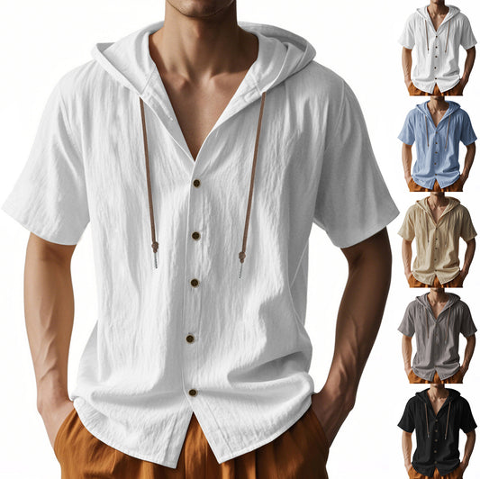 Camisa holgada de manga corta con capucha