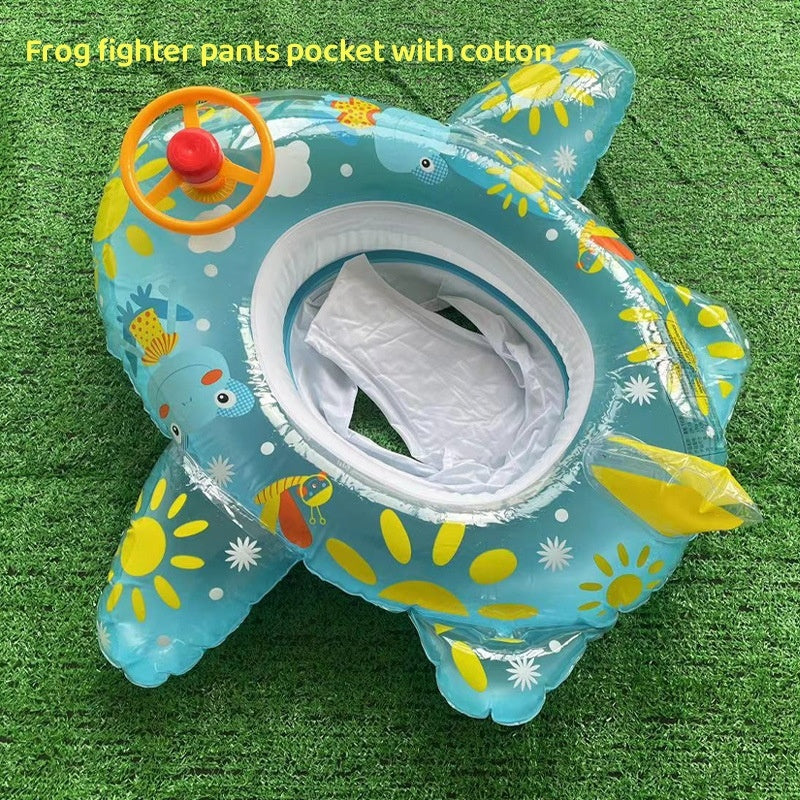 Inflatable boat for children with steering wheel, horn and awning