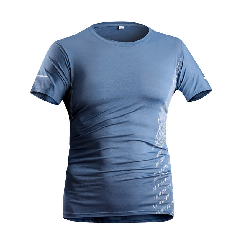 Men's ice silk T-shirt, quick-drying, breathable and fashionable.