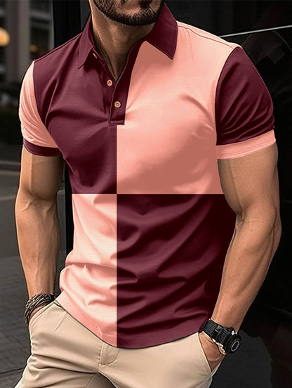 Casual short-sleeved sports polo shirt with a crew neck