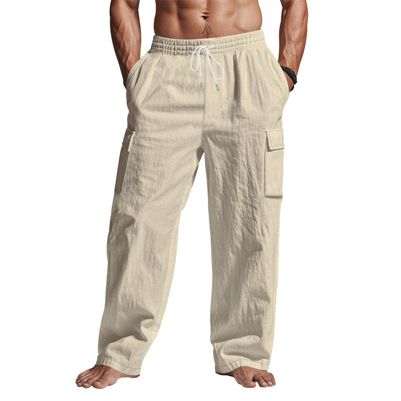 Pantalones anchos de pierna ancha, sueltos, casuales y con múltiples bolsillos
