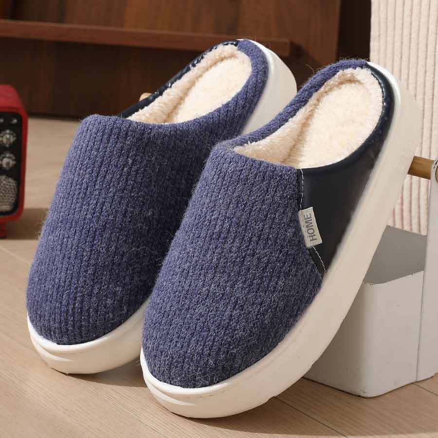 Winter Warm Plush Slippers Thick Sole Non-Slip Home Shoes for Women and Men