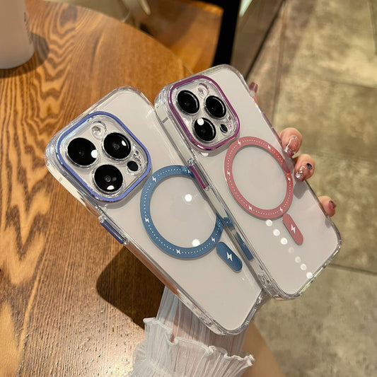 Funda para teléfono móvil con lente magnética transparente y resistente a caídas