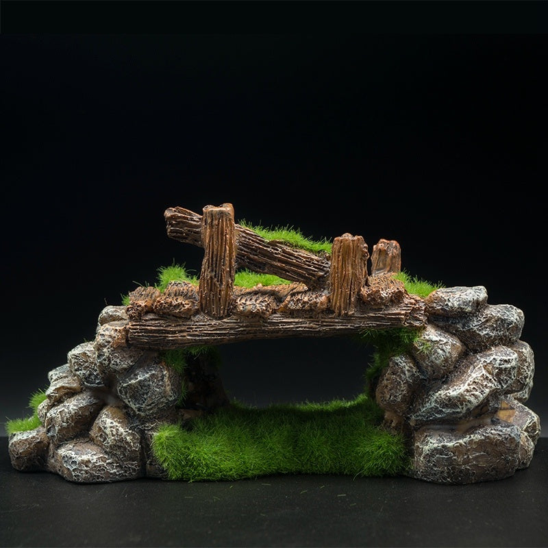 Flocked resin aquarium decoration made of landscape stone.