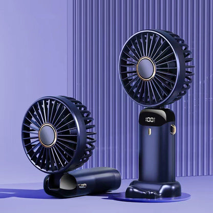 Mini ventilador eléctrico portátil de mano recargable por USB plegable para colgar en el cuello ajustable con 5 velocidades