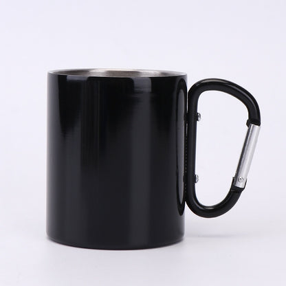 Taza de camping de doble capa de acero inoxidable, con mosquetón
