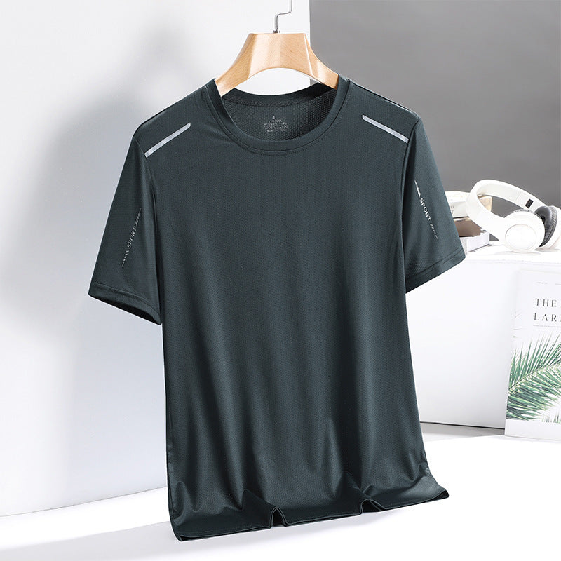 Men's ice silk T-shirt, quick-drying, breathable and fashionable.