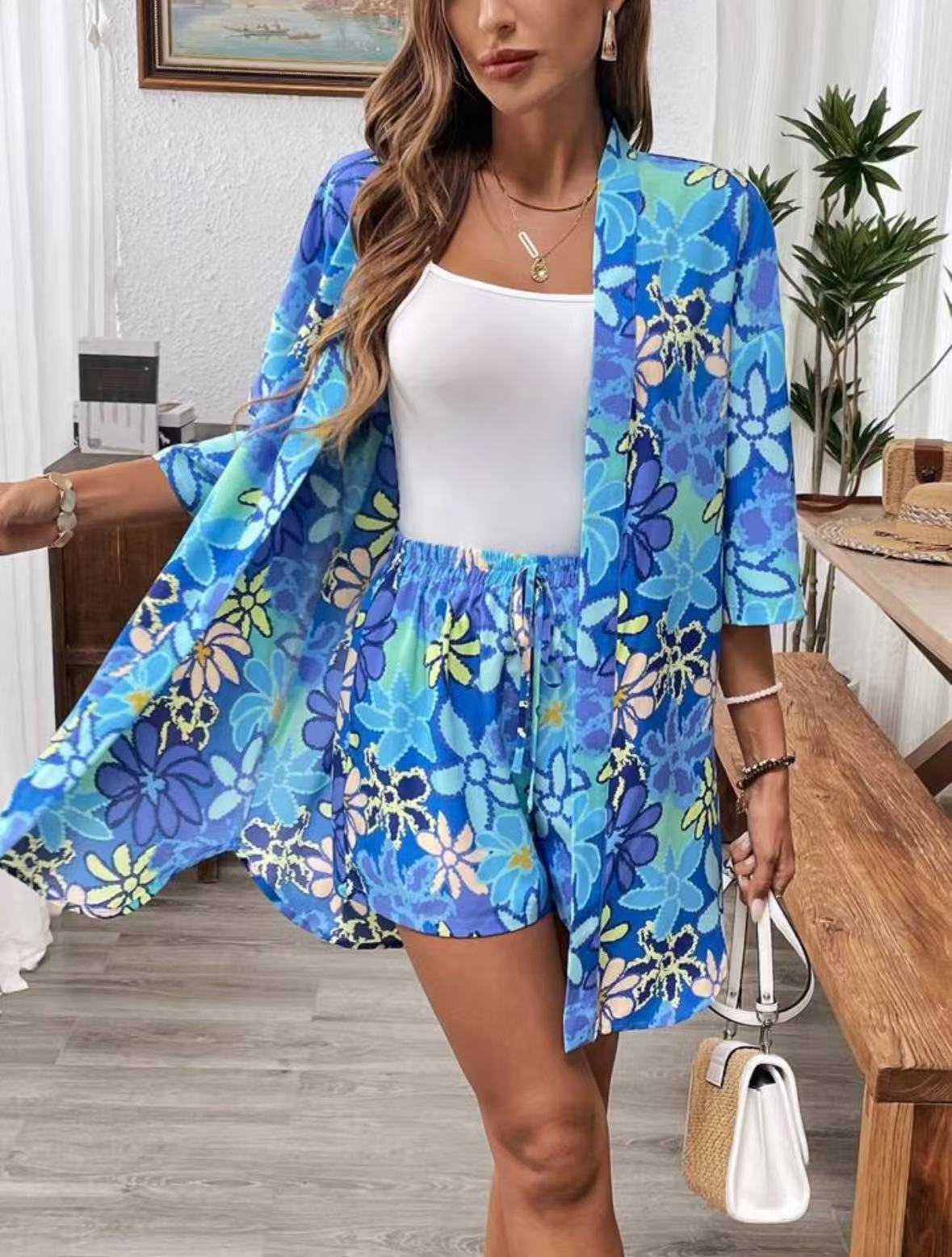 Conjunto elegante de dos piezas con estampado floral