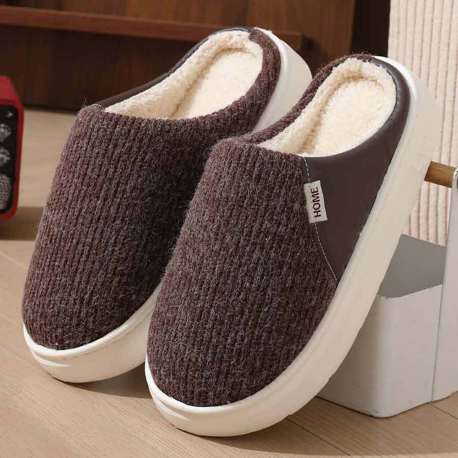Winter Warm Plush Slippers Thick Sole Non-Slip Home Shoes for Women and Men