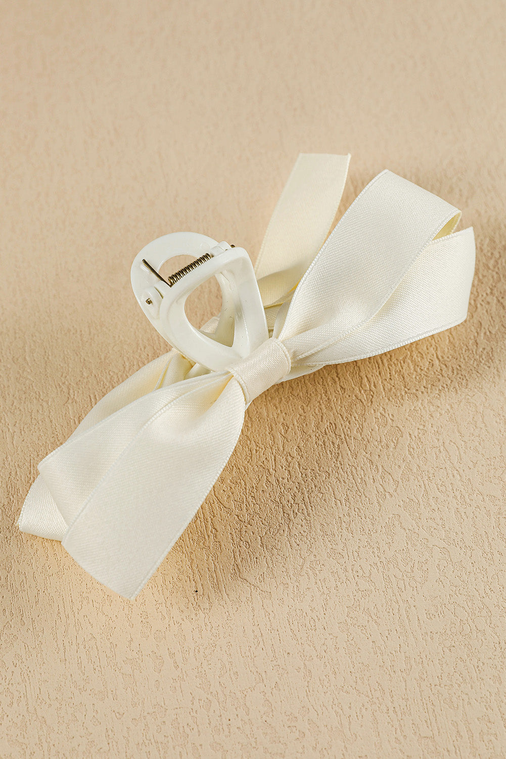Pinza grande para el pelo con lazo blanco decorativo