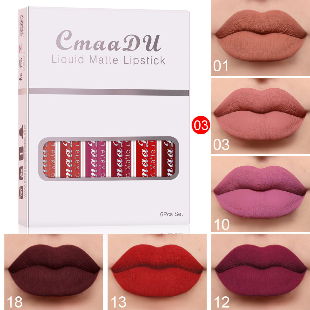 Box of 6 waterproof and long-lasting matte lipsticks