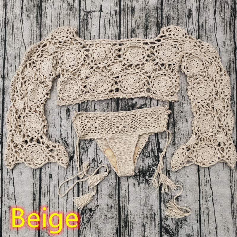 Conjunto de bikini de ganchillo a mano mujer