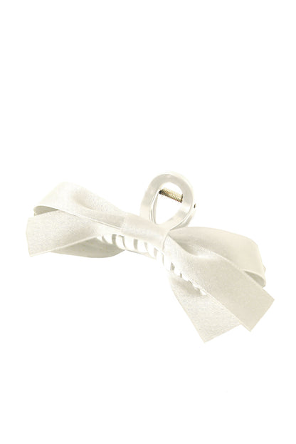 Pinza grande para el pelo con lazo blanco decorativo