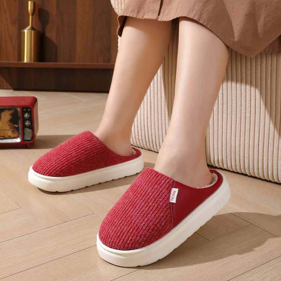 Winter Warm Plush Slippers Thick Sole Non-Slip Home Shoes for Women and Men