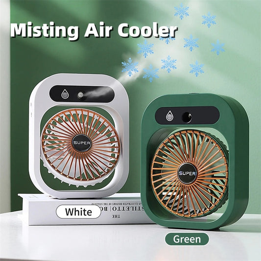 USB Rechargeable Misting Desk Fan with 3 Wind Speeds and Misting Fan