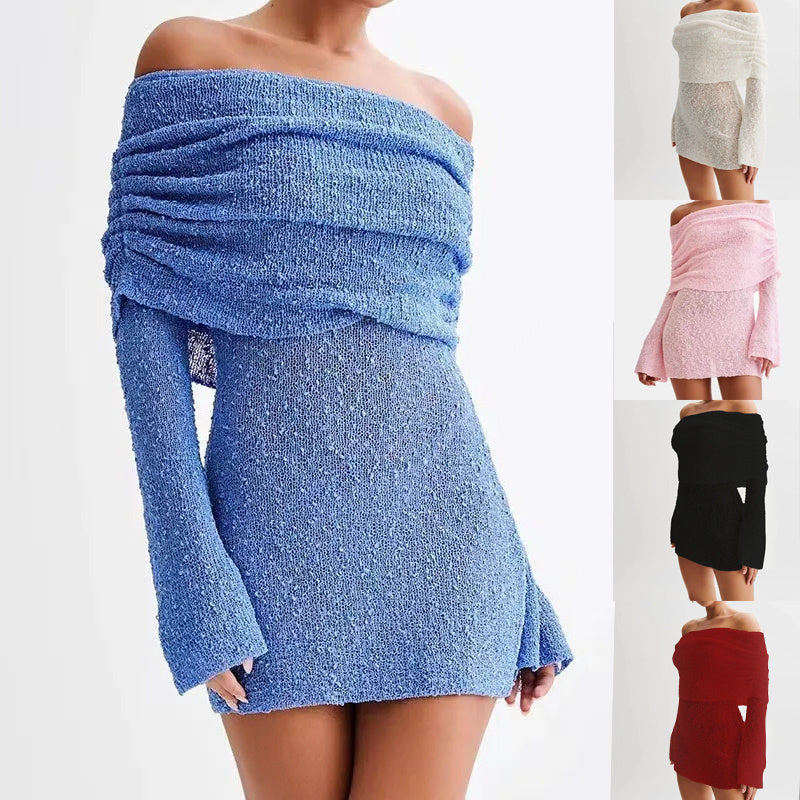 Vestido elegante con cuello barco primavera-verano