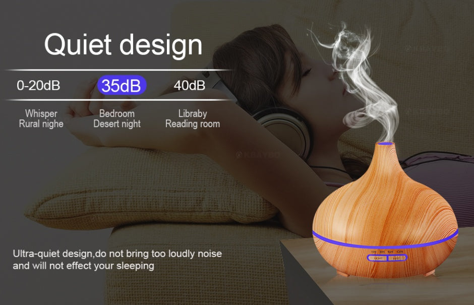 Wooden lamp with remote control for aromatherapy