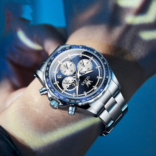 Reloj deportivo multifunción de cuarzo automático para hombre con correa de acero