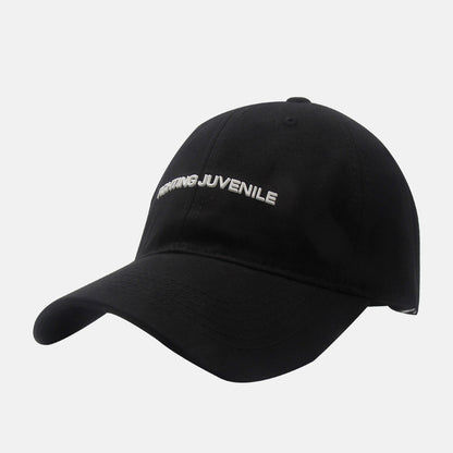 Gorra de béisbol con visera curva y letras de algodón