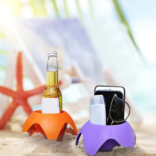 Portavasos de plástico portátil para playa y ocio 5uds