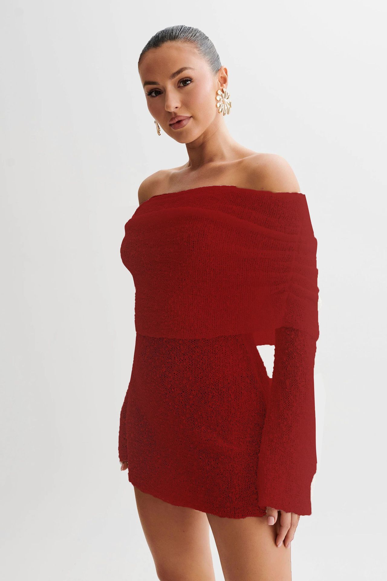 Vestido elegante con cuello barco primavera-verano