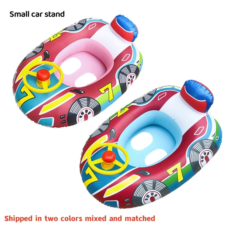 Inflatable boat for children with steering wheel, horn and awning