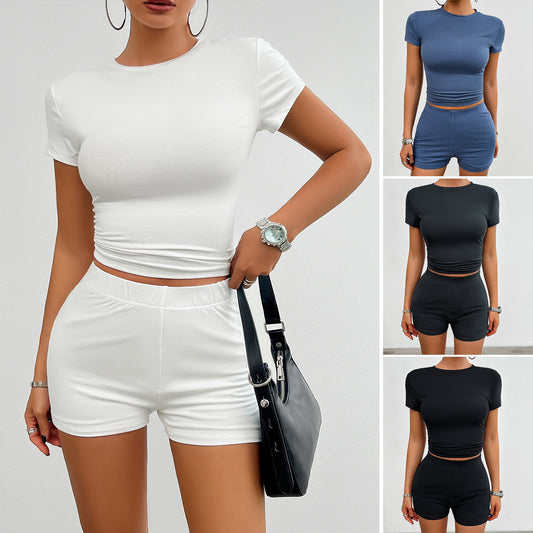 Conjunto deportivo ajustado de color liso para verano  2 piezas
