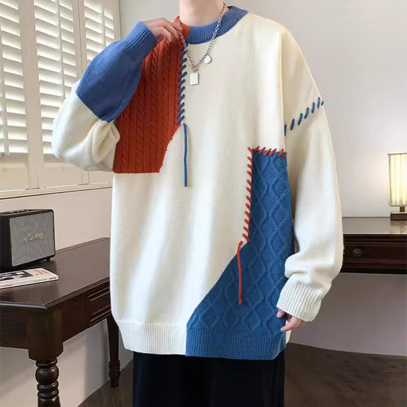 Men's Color Block Long Sleeve Sweater