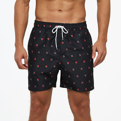 Men's quick-drying beach swim trunks with mesh lining