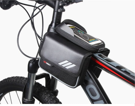 Bolsa de sillín para bicicleta neutra con pantalla táctil
