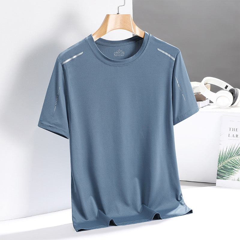 Men's ice silk T-shirt, quick-drying, breathable and fashionable.