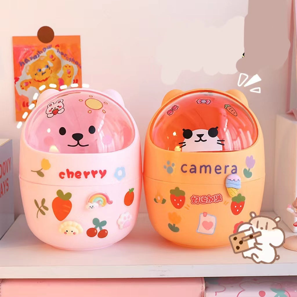 Mini bear desktop trash can