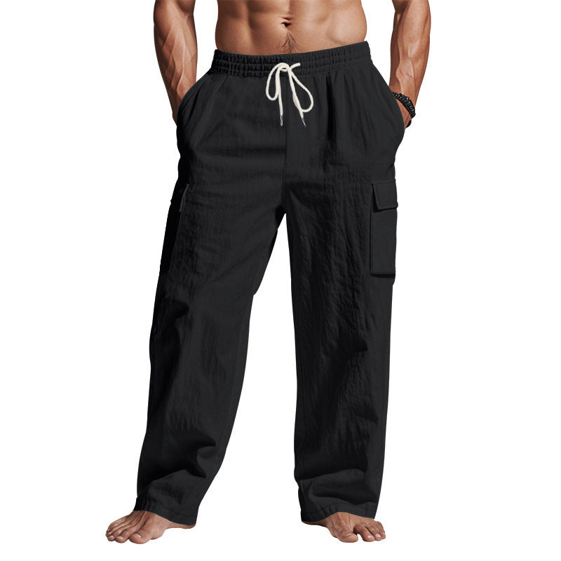 Pantalones anchos de pierna ancha, sueltos, casuales y con múltiples bolsillos