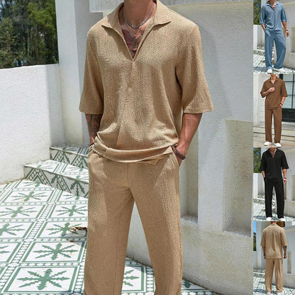Men's summer suits: short-sleeved T-shirt and loose straight pants