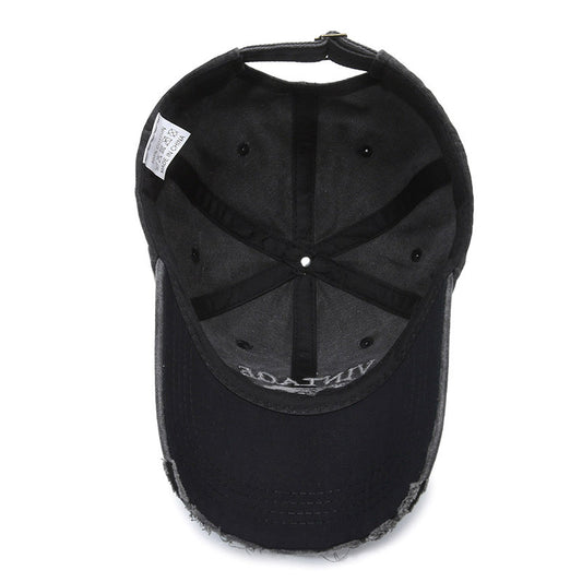 Gorra de béisbol americana retro de lona con bordado de letras rotas