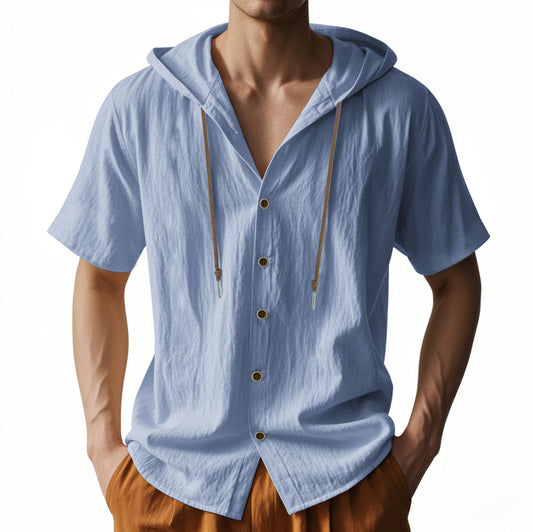 Camisa holgada de manga corta con capucha