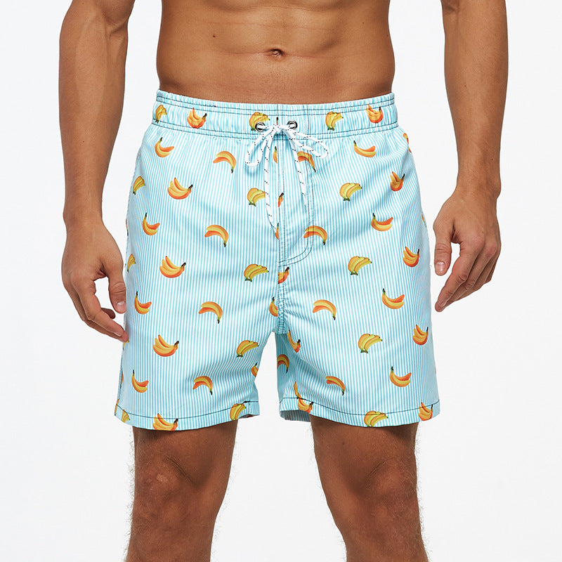 Men's quick-drying beach swim trunks with mesh lining
