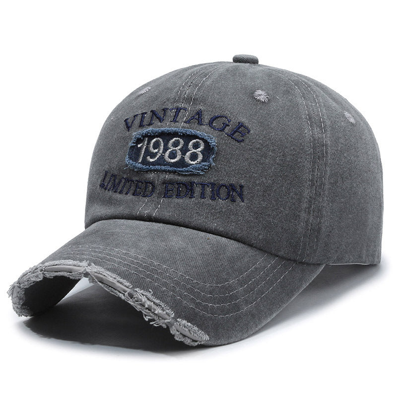 American retro canvas baseball cap with broken letter embroidery