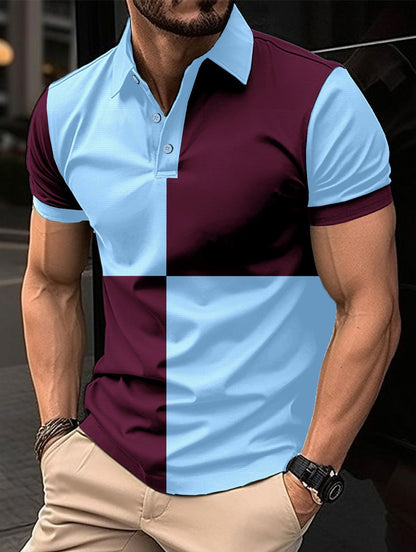 Casual short-sleeved sports polo shirt with a crew neck