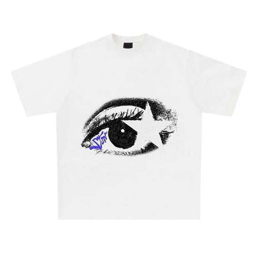 Camiseta de manga corta con estampado gótico de lágrimas de Harajuku
