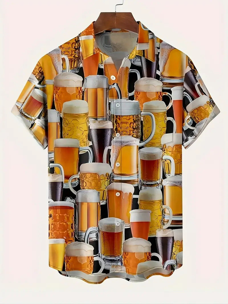 Beer 3D Print Short Sleeve Shirt